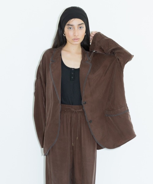 styling/（スタイリング）の「【セットアップ対応】オープンカラーシャツジャケット（その他アウター・レディース・ブラウン/ミント・0/1）」の2枚目の写真