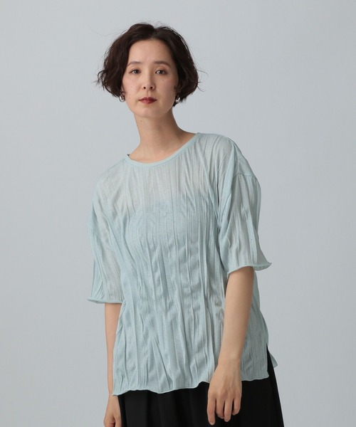 LEPSIM(レプシィム)の「ランダムプリーツT 451607(Tシャツ/カットソー・レディース・ブラック/オフホワイト/ブルー・FREE)」の3枚目の写真