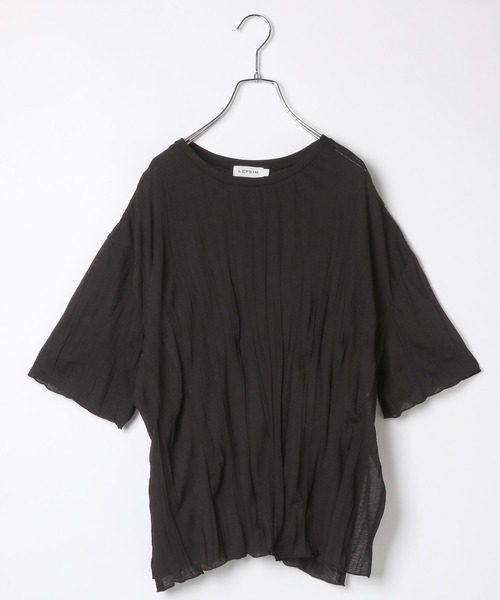 LEPSIM(レプシィム)の「ランダムプリーツT 451607(Tシャツ/カットソー・レディース・ブラック/オフホワイト/ブルー・FREE)」の2枚目の写真