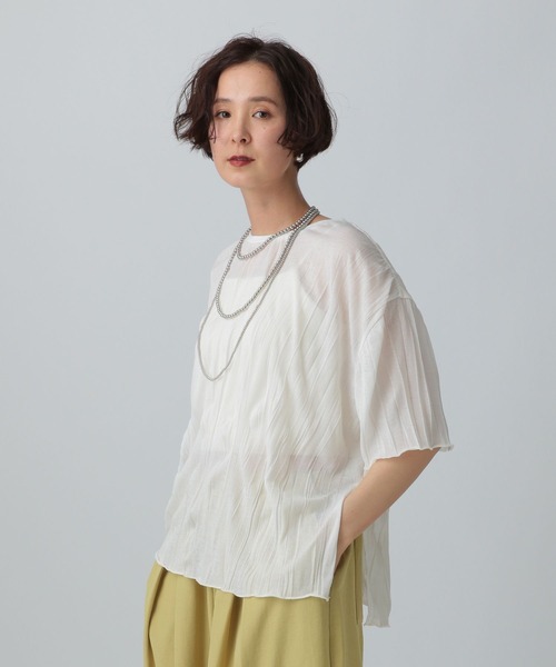 LEPSIM(レプシィム)の「ランダムプリーツT 451607(Tシャツ/カットソー・レディース・ブラック/オフホワイト/ブルー・FREE)」の10枚目の写真