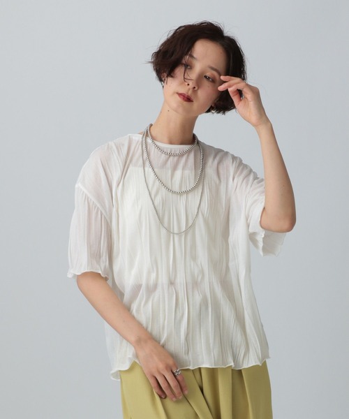 LEPSIM(レプシィム)の「ランダムプリーツT 451607(Tシャツ/カットソー・レディース・ブラック/オフホワイト/ブルー・FREE)」の9枚目の写真