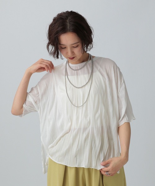 LEPSIM(レプシィム)の「ランダムプリーツT 451607(Tシャツ/カットソー・レディース・ブラック/オフホワイト/ブルー・FREE)」の8枚目の写真