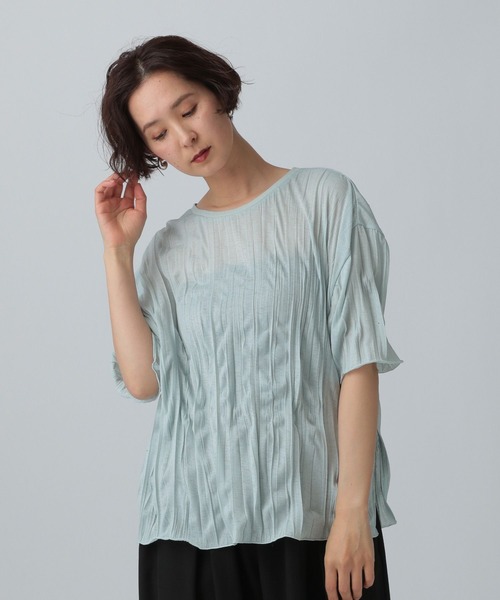 LEPSIM(レプシィム)の「ランダムプリーツT 451607(Tシャツ/カットソー・レディース・ブラック/オフホワイト/ブルー・FREE)」の4枚目の写真