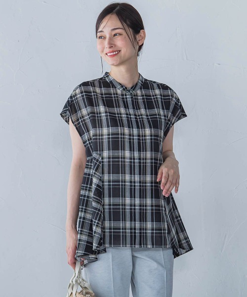 LAUTREAMONT（ロートレアモン）の「マドラスチェックブラウス≪洗濯機で洗える≫（シャツ/ブラウス・レディース・ブラック系その他/オレンジ系その他・9号）」の3枚目の写真