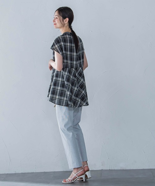 セール】マドラスチェックブラウス≪洗濯機で洗える≫（シャツ