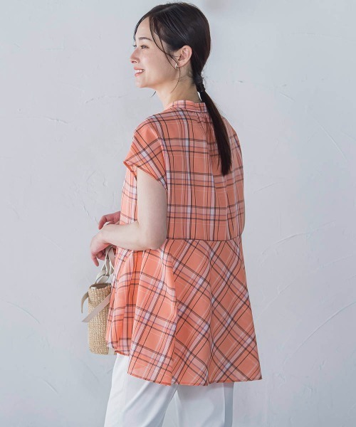 LAUTREAMONT（ロートレアモン）の「マドラスチェックブラウス≪洗濯機で洗える≫（シャツ/ブラウス・レディース・ブラック系その他/オレンジ系その他・9号）」の13枚目の写真