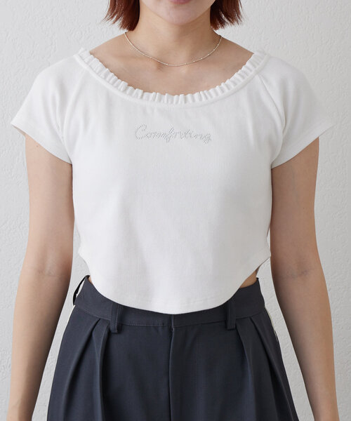 セール】[mline]オフショルストーンT（Tシャツ/カットソー
