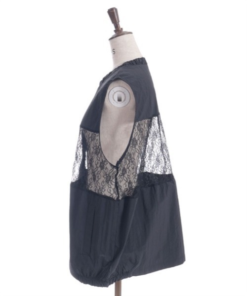 axes femme（アクシーズファム）の「レース切替ジップベスト（ベスト・レディース・カーキ/ブラック・FREE）」の9枚目の写真