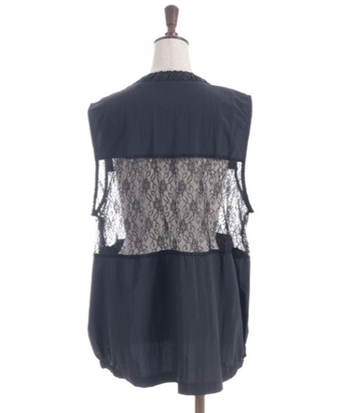 axes femme（アクシーズファム）の「レース切替ジップベスト（ベスト・レディース・カーキ/ブラック・FREE）」の10枚目の写真