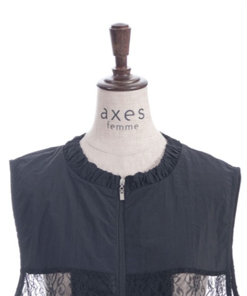 axes femme（アクシーズファム）の「レース切替ジップベスト（ベスト・レディース・カーキ/ブラック・FREE）」の11枚目の写真