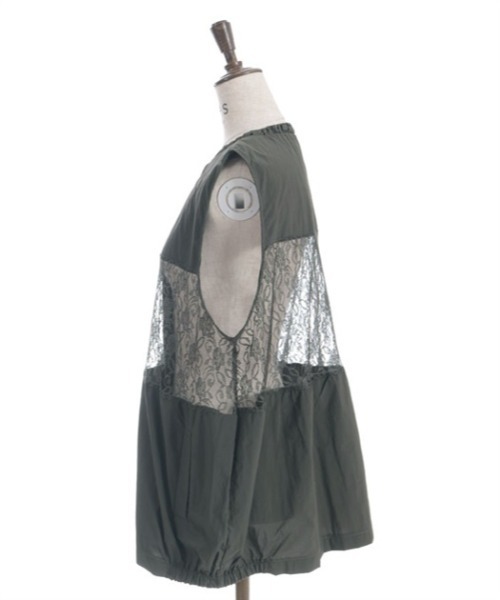 axes femme（アクシーズファム）の「レース切替ジップベスト（ベスト・レディース・カーキ/ブラック・FREE）」の16枚目の写真