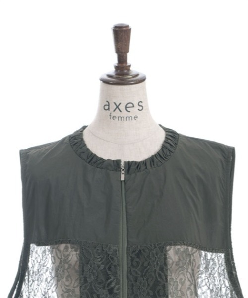axes femme（アクシーズファム）の「レース切替ジップベスト（ベスト・レディース・カーキ/ブラック・FREE）」の18枚目の写真