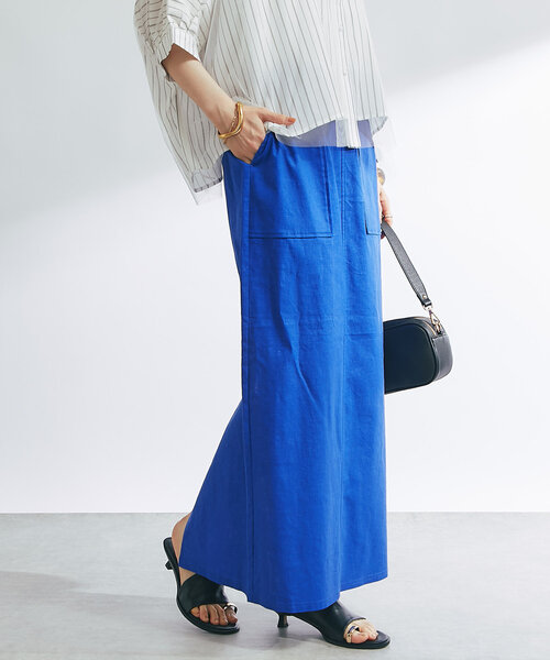 un dix cors(アンディコール)の「《女性らしく着こなせる》ストレッチリネンタイトスカート(スカート・レディース・ブラック/ブルー/ベージュ・FREE)」の3枚目の写真