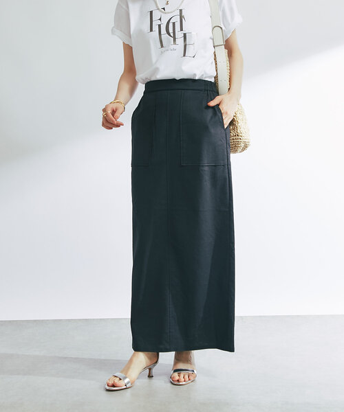 un dix cors(アンディコール)の「《女性らしく着こなせる》ストレッチリネンタイトスカート(スカート・レディース・ブラック/ブルー/ベージュ・FREE)」の14枚目の写真