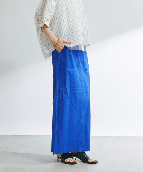 un dix cors(アンディコール)の「《女性らしく着こなせる》ストレッチリネンタイトスカート(スカート・レディース・ブラック/ブルー/ベージュ・FREE)」の8枚目の写真