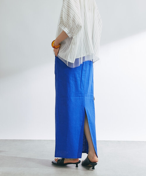 un dix cors(アンディコール)の「《女性らしく着こなせる》ストレッチリネンタイトスカート(スカート・レディース・ブラック/ブルー/ベージュ・FREE)」の10枚目の写真