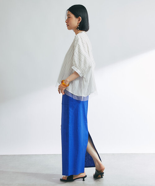 un dix cors(アンディコール)の「《女性らしく着こなせる》ストレッチリネンタイトスカート(スカート・レディース・ブラック/ブルー/ベージュ・FREE)」の12枚目の写真