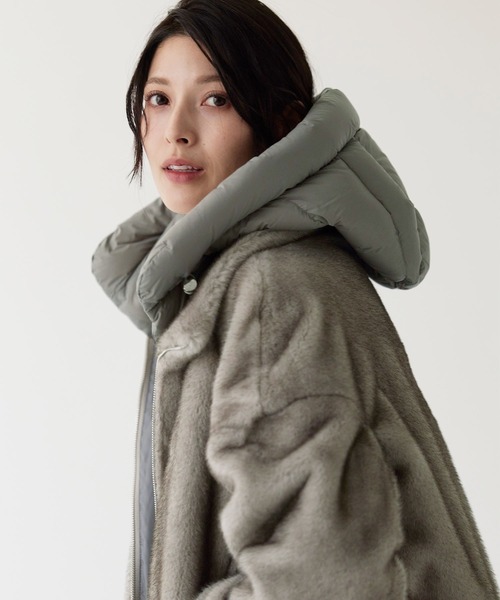 sankyo shokai（サンキョウショウカイ）の「フェイクファージャケット フード付き（その他アウター・レディース・グレー/ベージュ・FREE）」の14枚目の写真