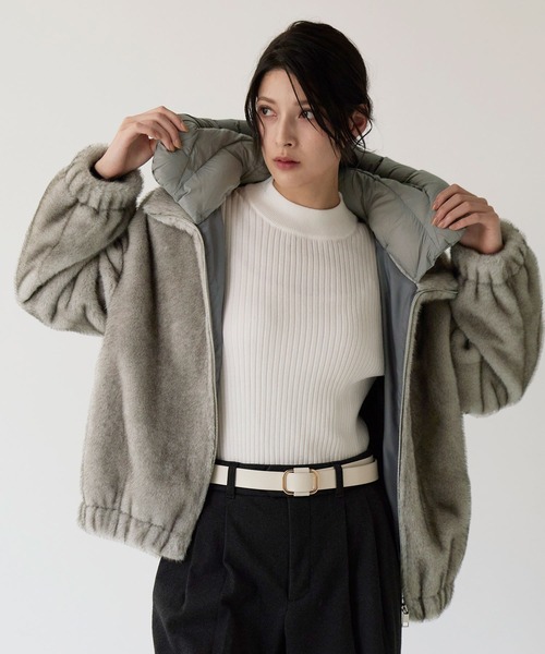 sankyo shokai（サンキョウショウカイ）の「フェイクファージャケット フード付き（その他アウター・レディース・グレー/ベージュ・FREE）」の13枚目の写真