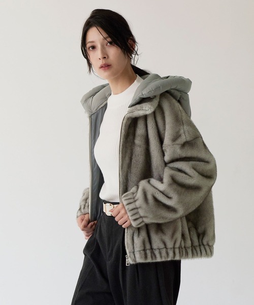 sankyo shokai（サンキョウショウカイ）の「フェイクファージャケット フード付き（その他アウター・レディース・グレー/ベージュ・FREE）」の11枚目の写真