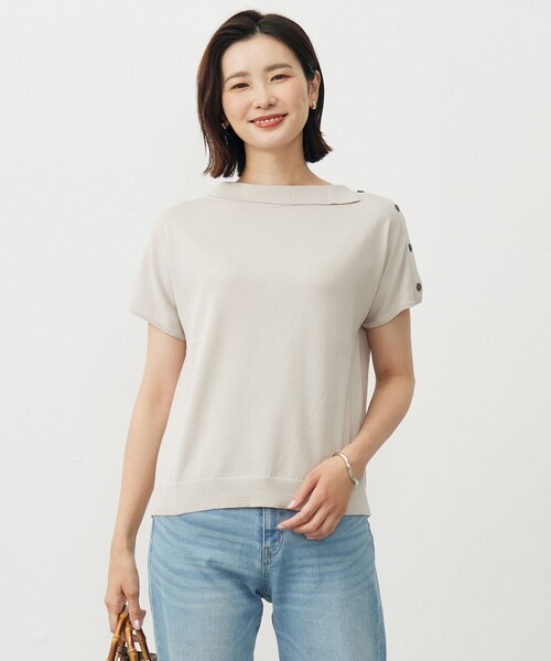 J.PRESS Ladies(J.プレス レディス)の「【洗える・抗菌防臭】COTTON POLYESTER 襟付き ニット(ニット/セーター・レディース・ピンク系/ライトグレー系/スカイブルー系/ネイビー系・SMALL)」の1枚目の写真