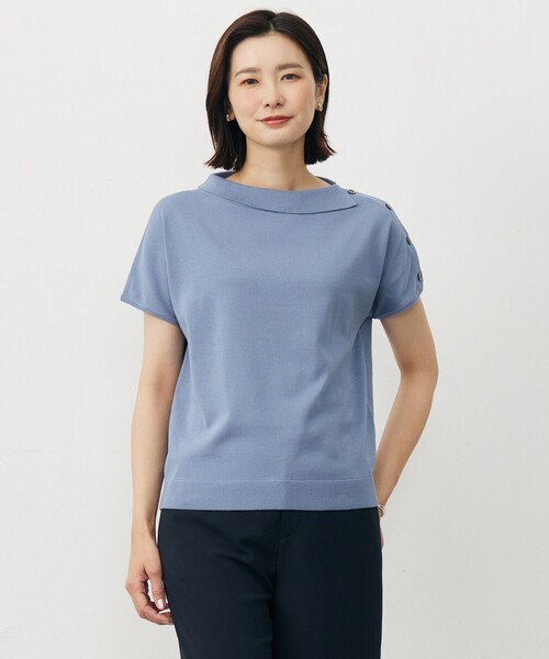 J.PRESS Ladies(J.プレス レディス)の「【洗える・抗菌防臭】COTTON POLYESTER 襟付き ニット(ニット/セーター・レディース・ピンク系/ライトグレー系/スカイブルー系/ネイビー系・SMALL)」の2枚目の写真