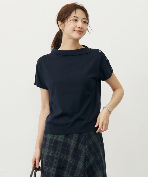 J.PRESS Ladies(J.プレス レディス)の「【洗える・抗菌防臭】COTTON POLYESTER 襟付き ニット(ニット/セーター・レディース・ピンク系/ライトグレー系/スカイブルー系/ネイビー系・SMALL)」の3枚目の写真