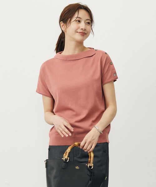 J.PRESS Ladies(J.プレス レディス)の「【洗える・抗菌防臭】COTTON POLYESTER 襟付き ニット(ニット/セーター・レディース・ピンク系/ライトグレー系/スカイブルー系/ネイビー系・SMALL)」の4枚目の写真