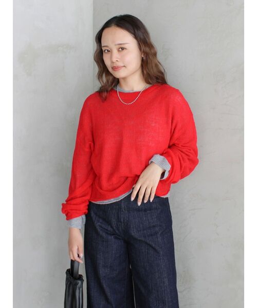 Ungrid(アングリッド)の「モヘヤ混シアーニット(ニット/セーター・レディース・ブルー/レッド/ライトグレー/イエロー・FREE)」の4枚目の写真