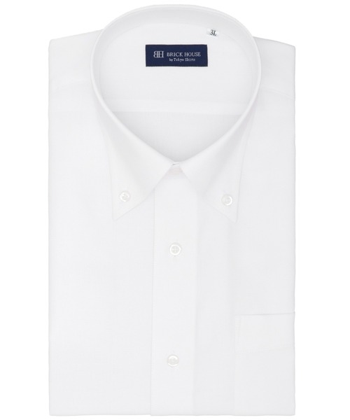 TOKYO SHIRTS(トウキョウシャツ)の「【吸水速乾】 形態安定ノンアイロン ボタンダウン 半袖ビジネスワイシャツ(大きいサイズ)(ビジネスシャツ・メンズ・ホワイト・首回り45cm/首回り47cm)」の1枚目の写真