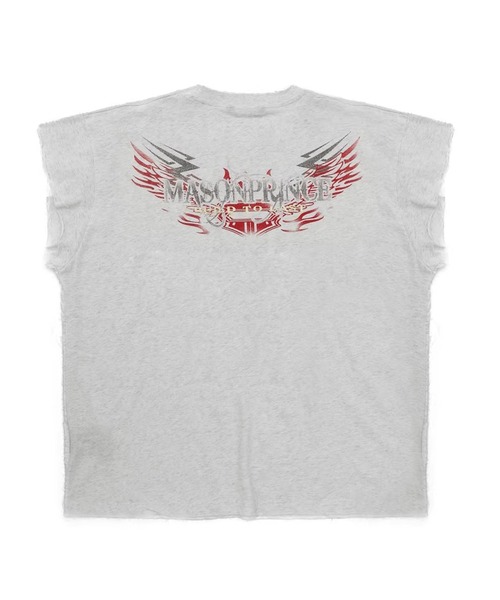 MASONPRINCE ロゴ プリント Ｔシャツ ヴィンテージ キュート オーバーサイズ インク風ロゴプリントTシャツ DT4131