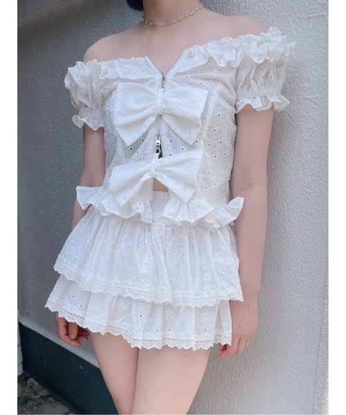 ジップリボントップス オフショルジップリボントップス（Tシャツ/カットソー