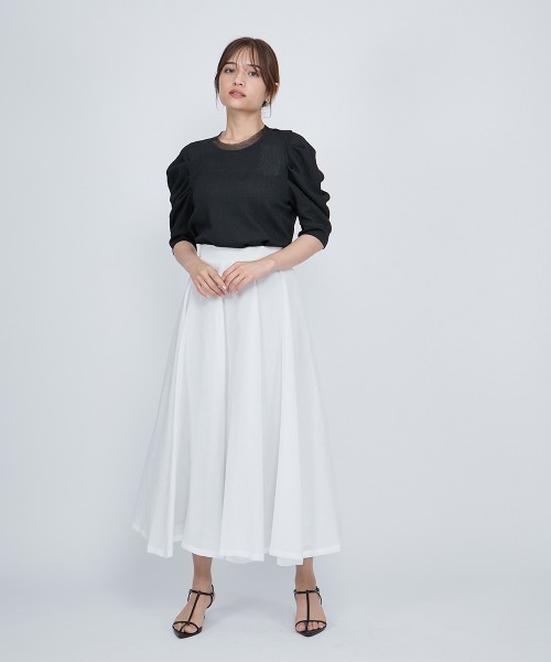QUEENS COURT（クイーンズコート）の「サーマルカットタックスリーブトップス≪手洗い可能≫（Tシャツ/カットソー・レディース・ブラック/オフホワイト・M）」の11枚目の写真