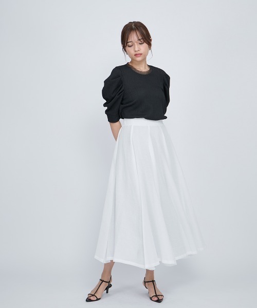 QUEENS COURT（クイーンズコート）の「サーマルカットタックスリーブトップス≪手洗い可能≫（Tシャツ/カットソー・レディース・ブラック/オフホワイト・M）」の12枚目の写真