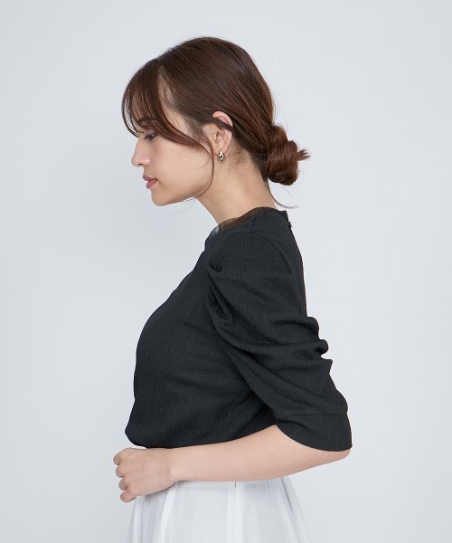 QUEENS COURT（クイーンズコート）の「サーマルカットタックスリーブトップス≪手洗い可能≫（Tシャツ/カットソー・レディース・ブラック/オフホワイト・M）」の13枚目の写真