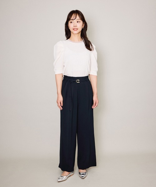 QUEENS COURT（クイーンズコート）の「サーマルカットタックスリーブトップス≪手洗い可能≫（Tシャツ/カットソー・レディース・ブラック/オフホワイト・M）」の5枚目の写真
