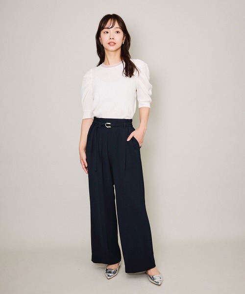 QUEENS COURT（クイーンズコート）の「サーマルカットタックスリーブトップス≪手洗い可能≫（Tシャツ/カットソー・レディース・ブラック/オフホワイト・M）」の6枚目の写真