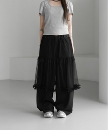 VIBGYOR | 【LAMPOON】チュールレイヤードスラックス(スラックス)