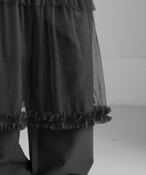 VIBGYOR（ヴィブジョー）の「【LAMPOON】チュールレイヤードスラックス（スラックス・レディース・ブラック/グレー・FREE）」の6枚目の写真