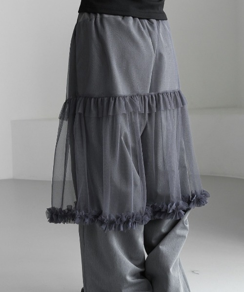 VIBGYOR（ヴィブジョー）の「【LAMPOON】チュールレイヤードスラックス（スラックス・レディース・ブラック/グレー・FREE）」の9枚目の写真