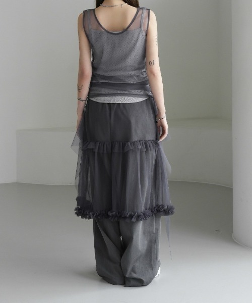 VIBGYOR（ヴィブジョー）の「【LAMPOON】チュールレイヤードスラックス（スラックス・レディース・ブラック/グレー・FREE）」の15枚目の写真