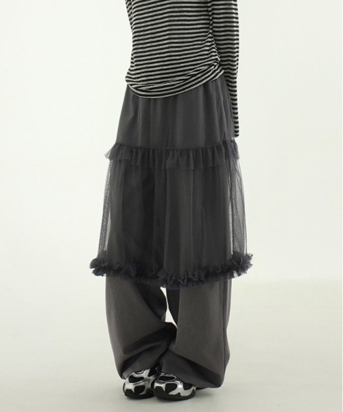 VIBGYOR（ヴィブジョー）の「【LAMPOON】チュールレイヤードスラックス（スラックス・レディース・ブラック/グレー・FREE）」の18枚目の写真
