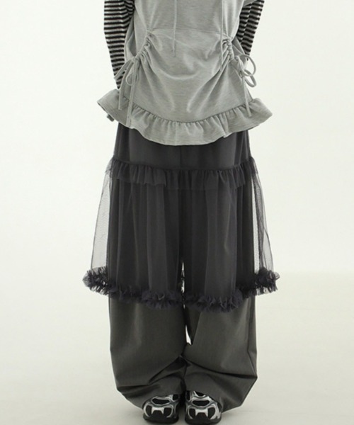 VIBGYOR（ヴィブジョー）の「【LAMPOON】チュールレイヤードスラックス（スラックス・レディース・ブラック/グレー・FREE）」の21枚目の写真