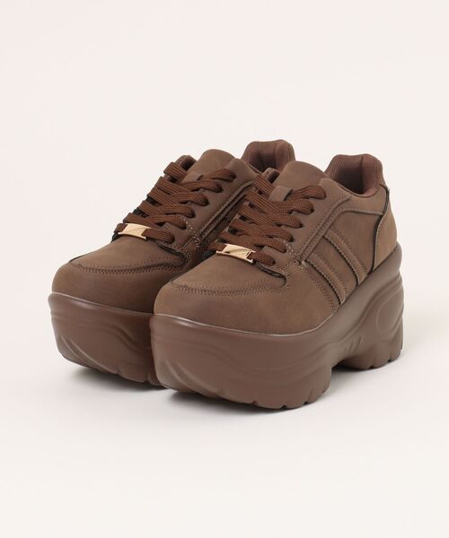Shoes in Closet(シューズインクローゼット)の「☆かわいく盛れる +9.0㎝ 軽量 厚底 スタイルアップソール ダブルライン スニーカー 5857(スニーカー・レディース・ホワイト/ブラック/キャメル/グレー/ダークブラウン・M/S/LL/L)」の5枚目の写真