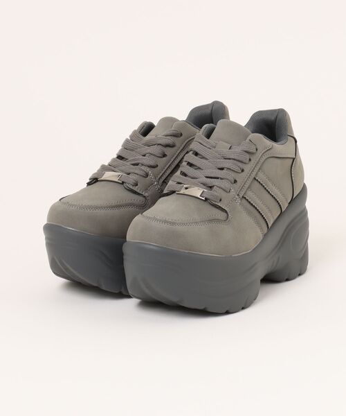 Shoes in Closet(シューズインクローゼット)の「☆かわいく盛れる +9.0㎝ 軽量 厚底 スタイルアップソール ダブルライン スニーカー 5857(スニーカー・レディース・ホワイト/ブラック/キャメル/グレー/ダークブラウン・M/S/LL/L)」の4枚目の写真