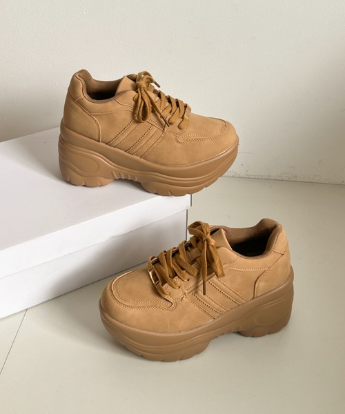 Shoes in Closet(シューズインクローゼット)の「☆かわいく盛れる +9.0㎝ 軽量 厚底 スタイルアップソール ダブルライン スニーカー 5857(スニーカー・レディース・ホワイト/ブラック/キャメル/グレー/ダークブラウン・M/S/LL/L)」の13枚目の写真