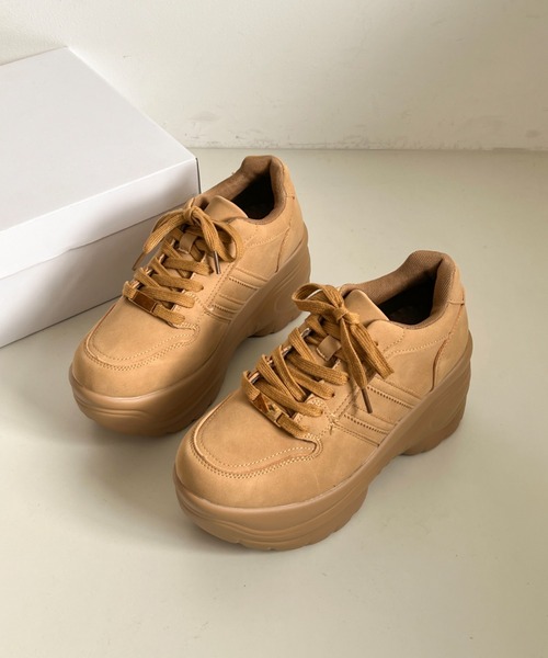 Shoes in Closet(シューズインクローゼット)の「☆かわいく盛れる +9.0㎝ 軽量 厚底 スタイルアップソール ダブルライン スニーカー 5857(スニーカー・レディース・ホワイト/ブラック/キャメル/グレー/ダークブラウン・M/S/LL/L)」の12枚目の写真