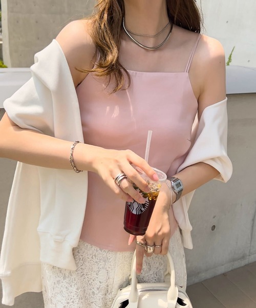 Petitle（プチレ）の「[ 低身長向けサイズ ] カップ付きサテンキャミソール（キャミソール・レディース・アイボリー/ベージュ/ピンク・PM）」の15枚目の写真
