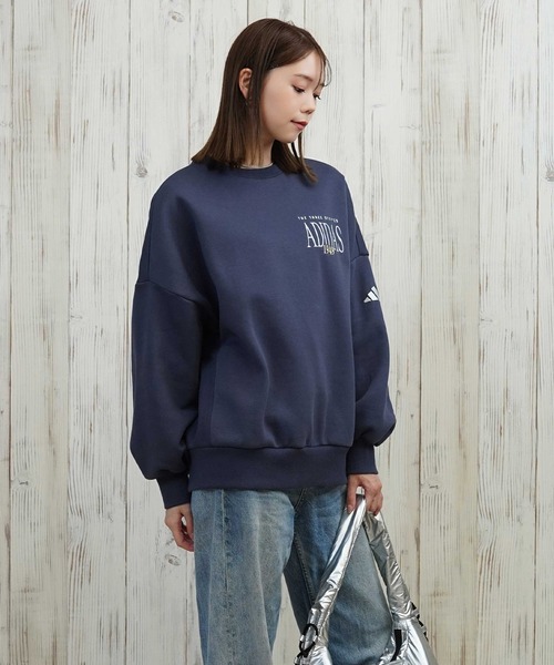 adidas(アディダス)の「adidas/アディダス 裏起毛/クルーネック/スウェット TA374(スウェット・レディース・ネイビー/ホワイト/ヘザーグレー・M/L)」の8枚目の写真