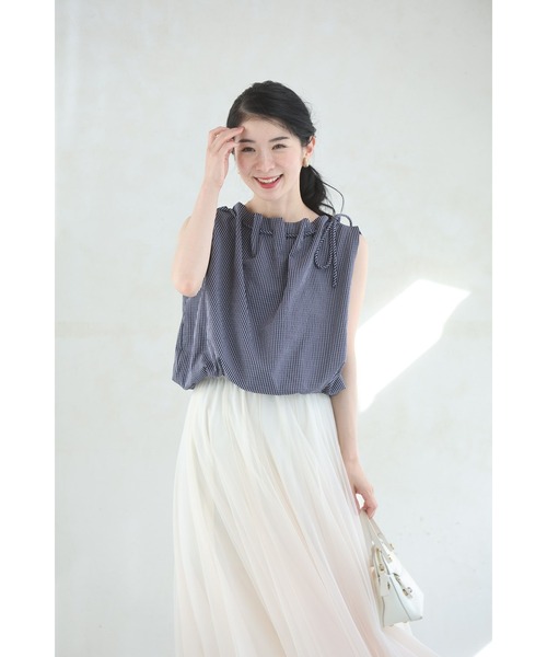 cawaii(カワイイ)の「ギャザーネックのバルーンシルエットカットソートップス(Tシャツ/カットソー・レディース・ネイビー・FREE)」の19枚目の写真